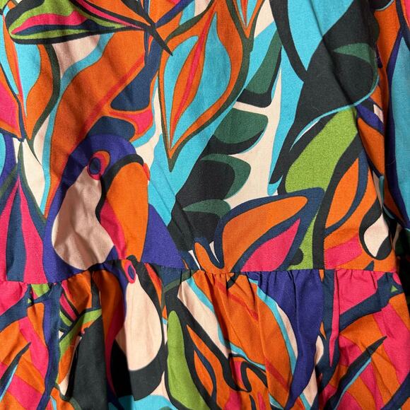 Palms Away‎ Dress Womens S Multicolor Short Sleeve Cotton Mini Summer Vacation - Picture 7 of 13